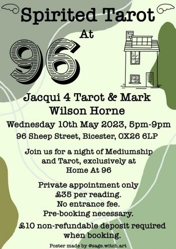 Tarot Readings and Mediumship Readings at Home AT 96 - Wednesday 10th May 2023 5pm - 9pm