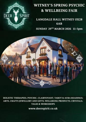 Wonderful Witney - Readings being offered at Deer Spirit event at Landale Hall Witney OX28 6AB Sunday 29th March 2026  11-5pm