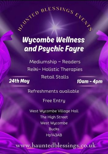 Readings will be available at this Haunted Blessings event at West Wycombe Village Hall on 24th May 206 - 10am - 4pm