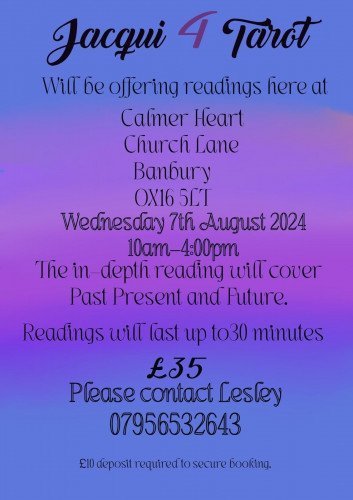 Day of Readings at Calmer Heart Banbury Wednesday 7th August 2024 10am - 4:00pm