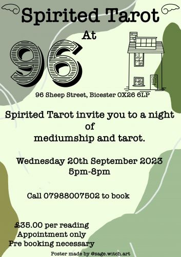 Tarot Readings and Mediumship Readings at Home AT 96 - Wednesday 20th September 2023 5pm - 8pm